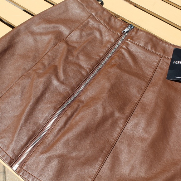 Brown Leather Skirt Forever 21 - Picture 2 of 5